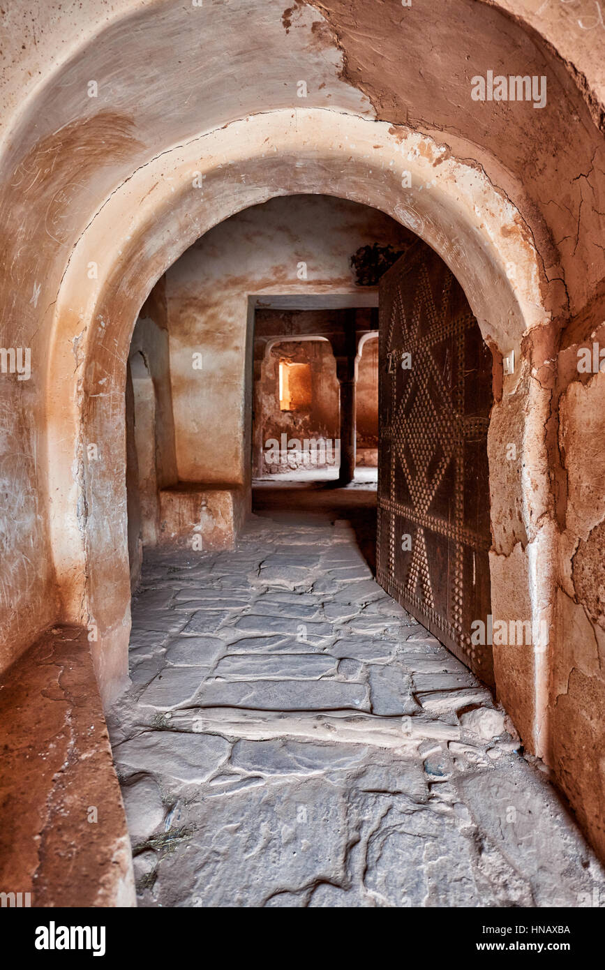 Eintritt in die Kasbah von Telouet, Marokko, Afrika Stockfoto