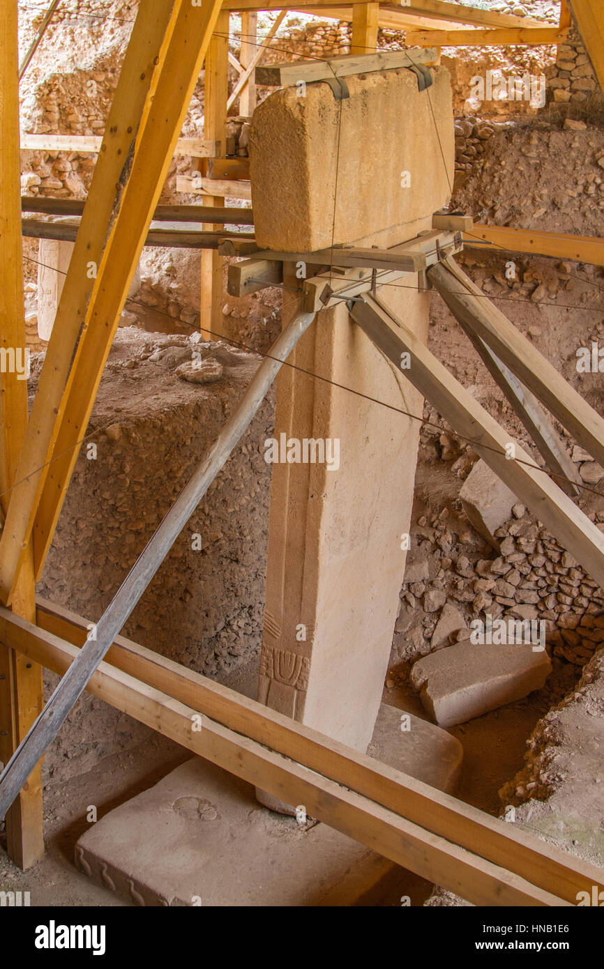 Statue von Göbekli Ausgrabungsstätte. Stockfoto