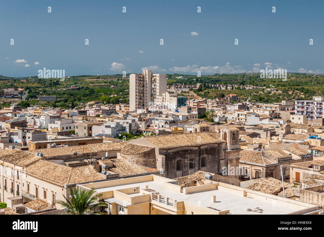 Panoramablick über die Stadt Noto in Sizilien, Italien Stockfoto