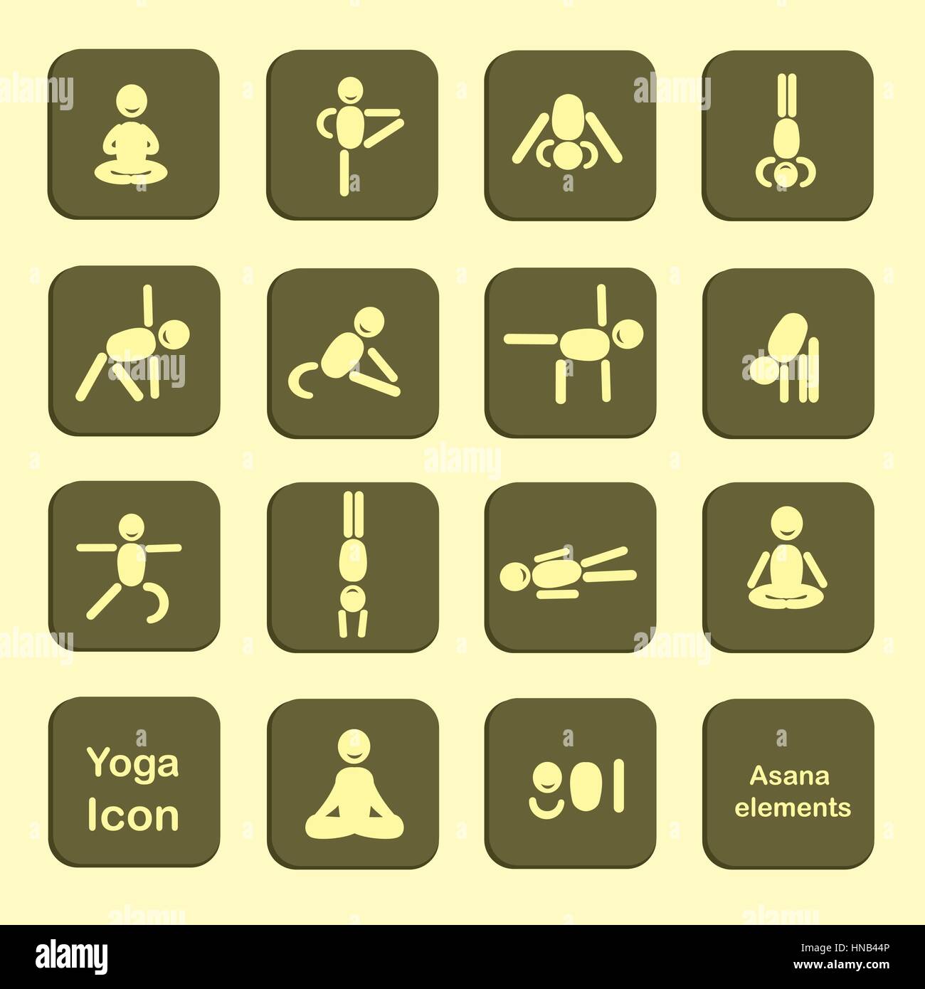 Set von Icons. Yoga-Asanas darstellt. Vektor. Stock Vektor