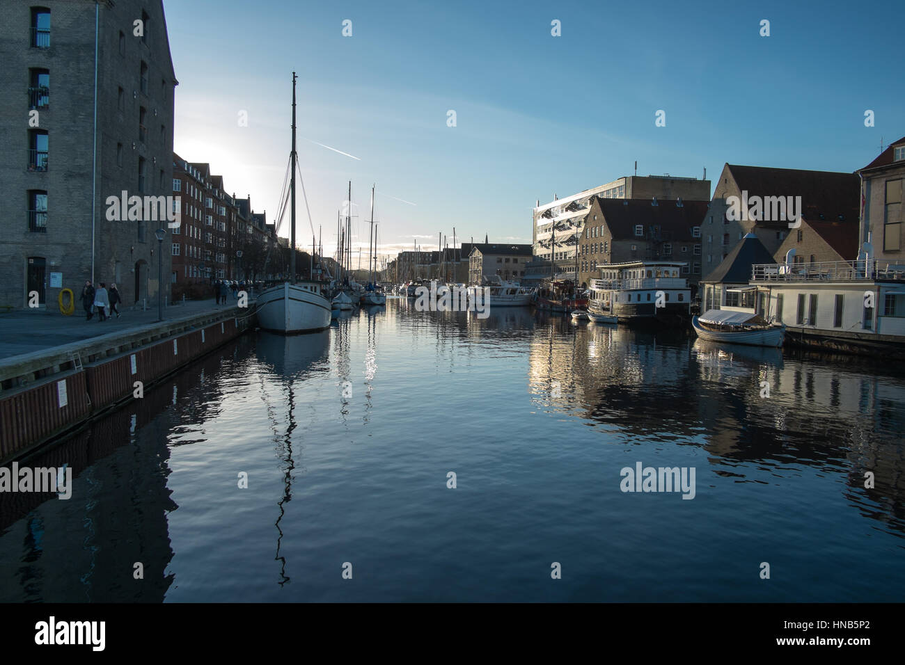 Christianshavn Kanal am späten Nachmittag Stockfoto