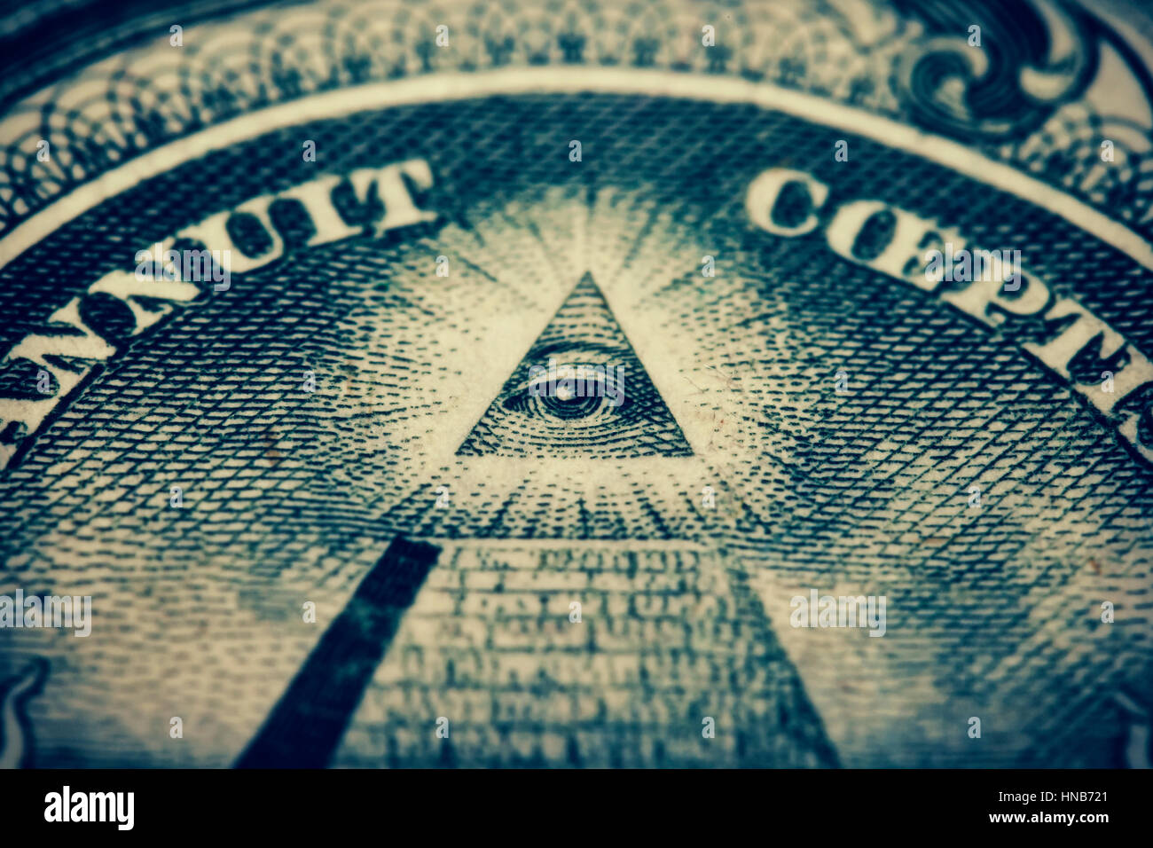 Auge der Illuminati auf einer Banknote Stockfoto