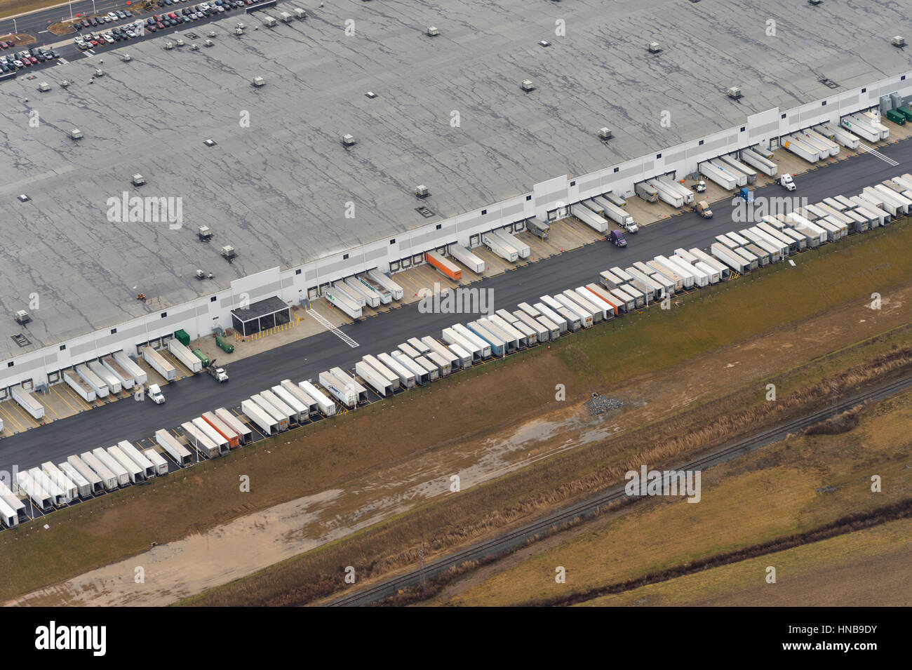 Verteilzentrum Luftbild Stockfoto