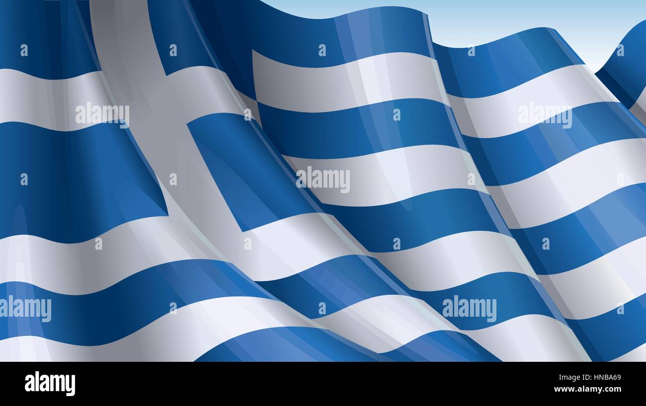 Vektor-Illustration einer winkenden griechische Flagge vor weißem Hintergrund Stock Vektor