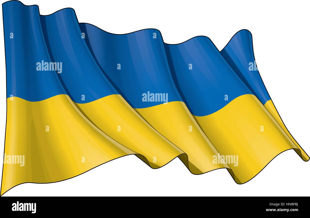 Vektor-Illustration der ukrainischen Flagge. Alle Elemente übersichtlich organisiert. Linien, Schattierungen & Flagge Farben auf verschiedenen Ebenen für die einfache Bearbeitung. Stock Vektor