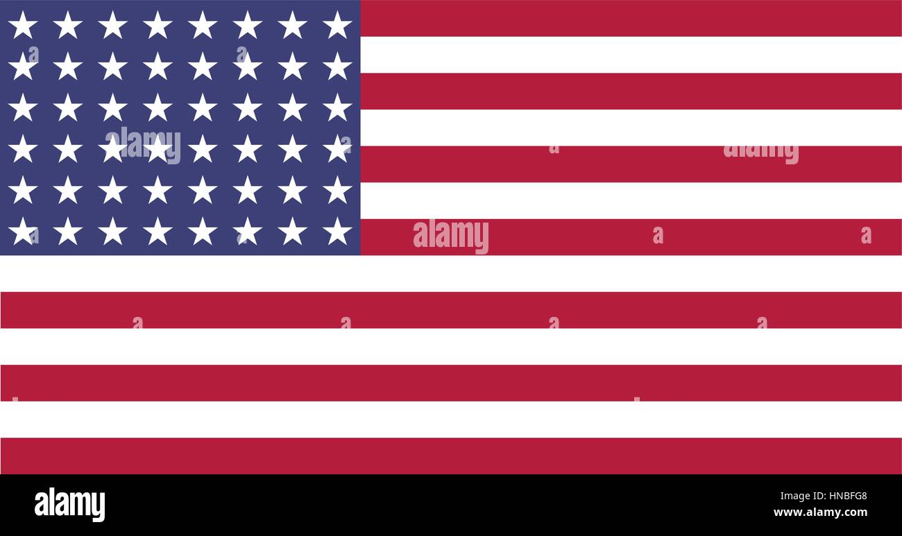 Abbildung einer flachen uns 48 Sterne Fahne der Zeit 1912-1959. Dieses Design wurde von den USA im zweiten Weltkrieg und dem Koreakrieg eingesetzt. Stock Vektor