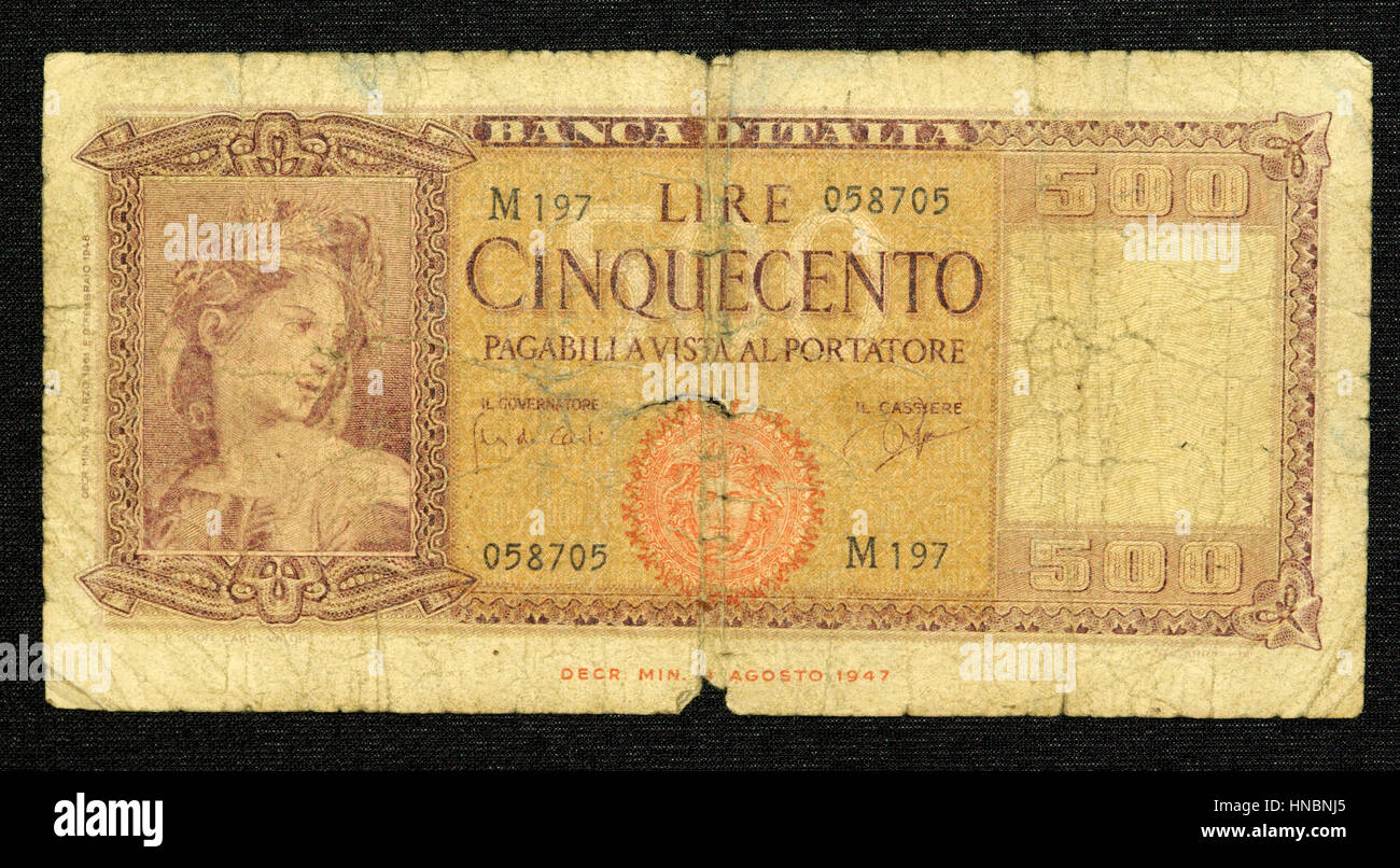 Italienische 500 lire Stockfoto