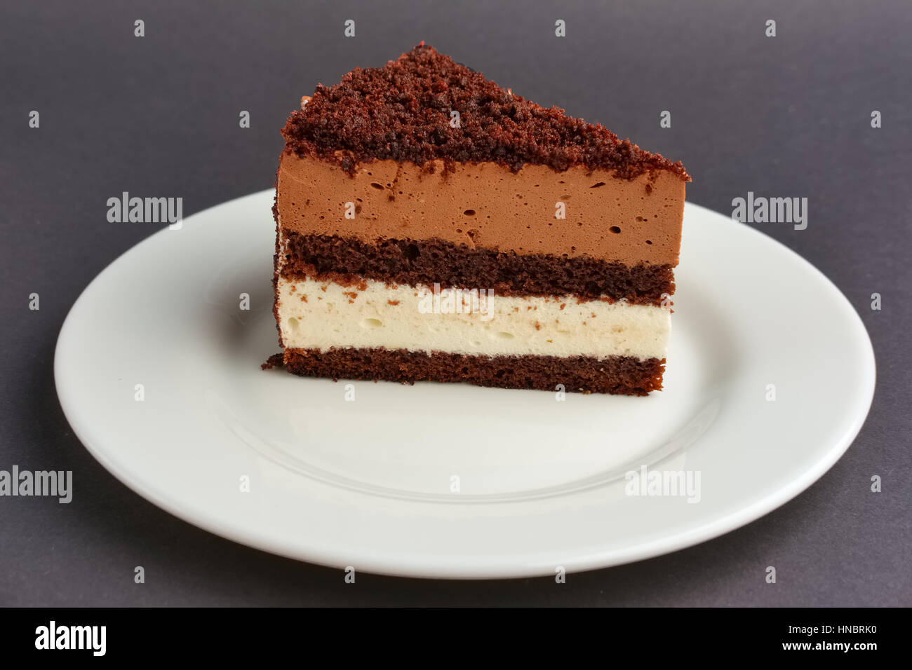 Portion Schokolade Torte auf Platte Stockfoto
