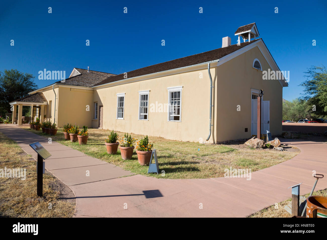 Tubac, Arizona - einem 1855 Schulhaus am Tubac Presidio State Historic Park. Stockfoto