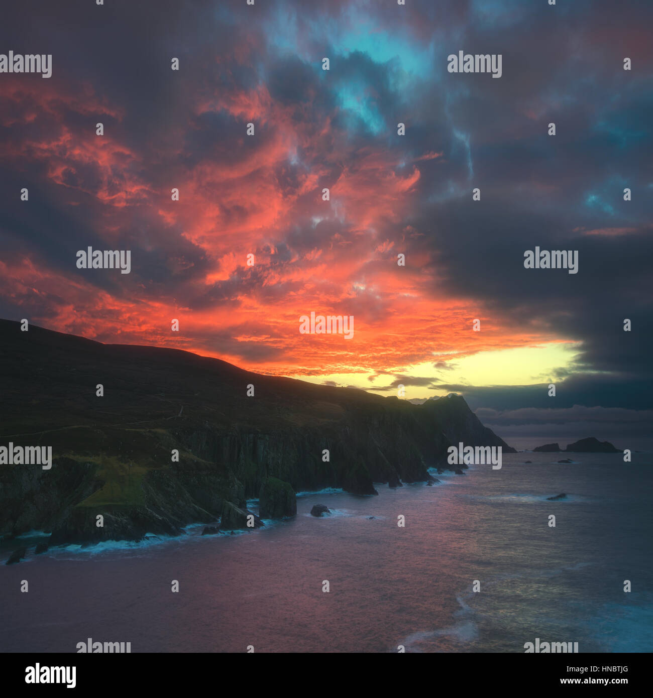 Coastal Sonnenuntergang, County Donegal, Irland Stockfoto
