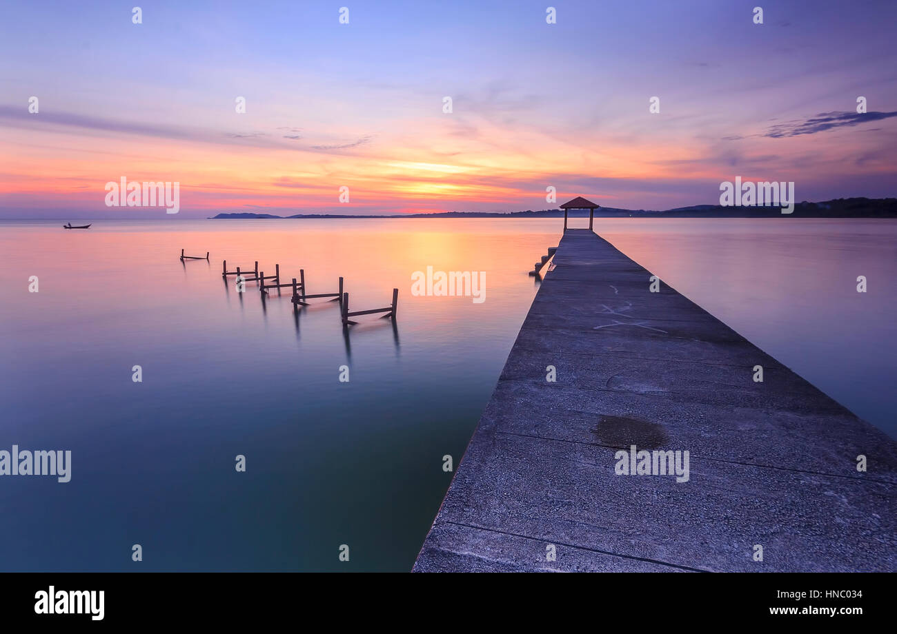 Holzsteg, Kampung Pasir Panjang, Port Dickson, Negeri Sembilan, Malaysia Stockfoto