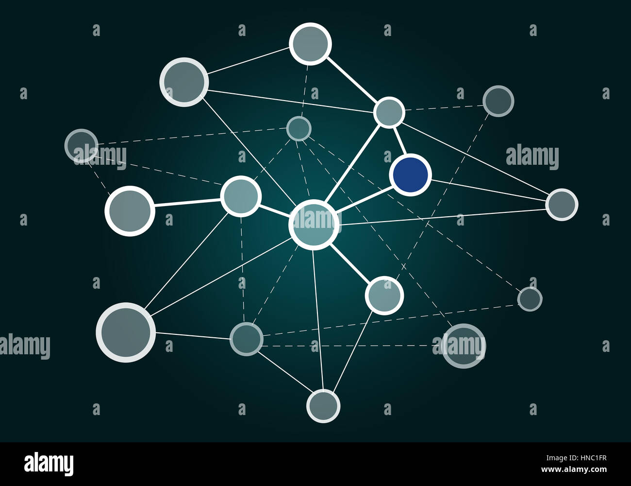 Abstrakte Netzwerk grüne Hintergrund mit Verbindungslinien Stockfoto
