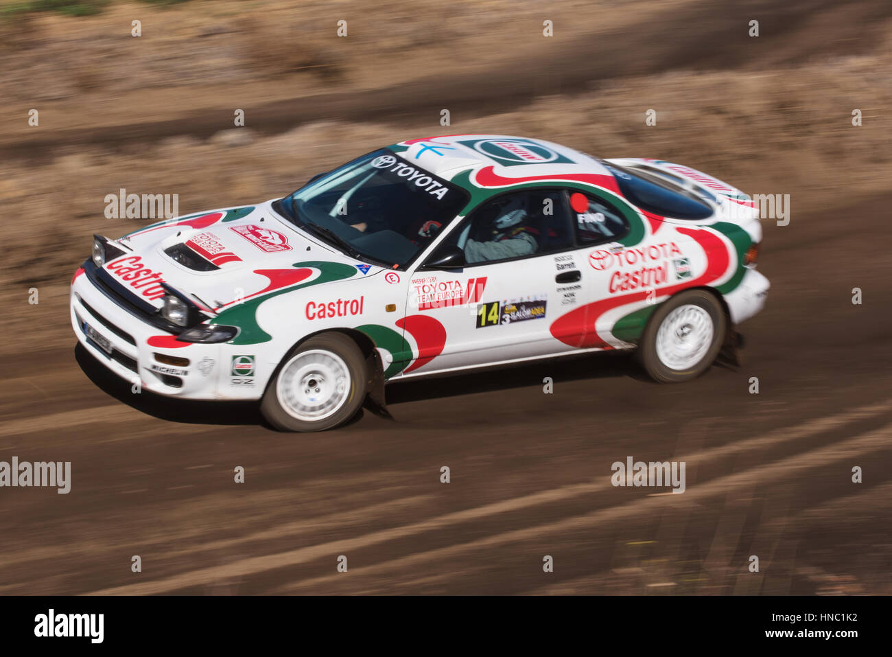 LA PALMA, Spanien - 10 SEPTEMBER: Toyota Celica während der Rallye Villa de Mazo auf Anzeigen 10. September 2016 in La Palma, Kanarische Insel, Spanien. Stockfoto