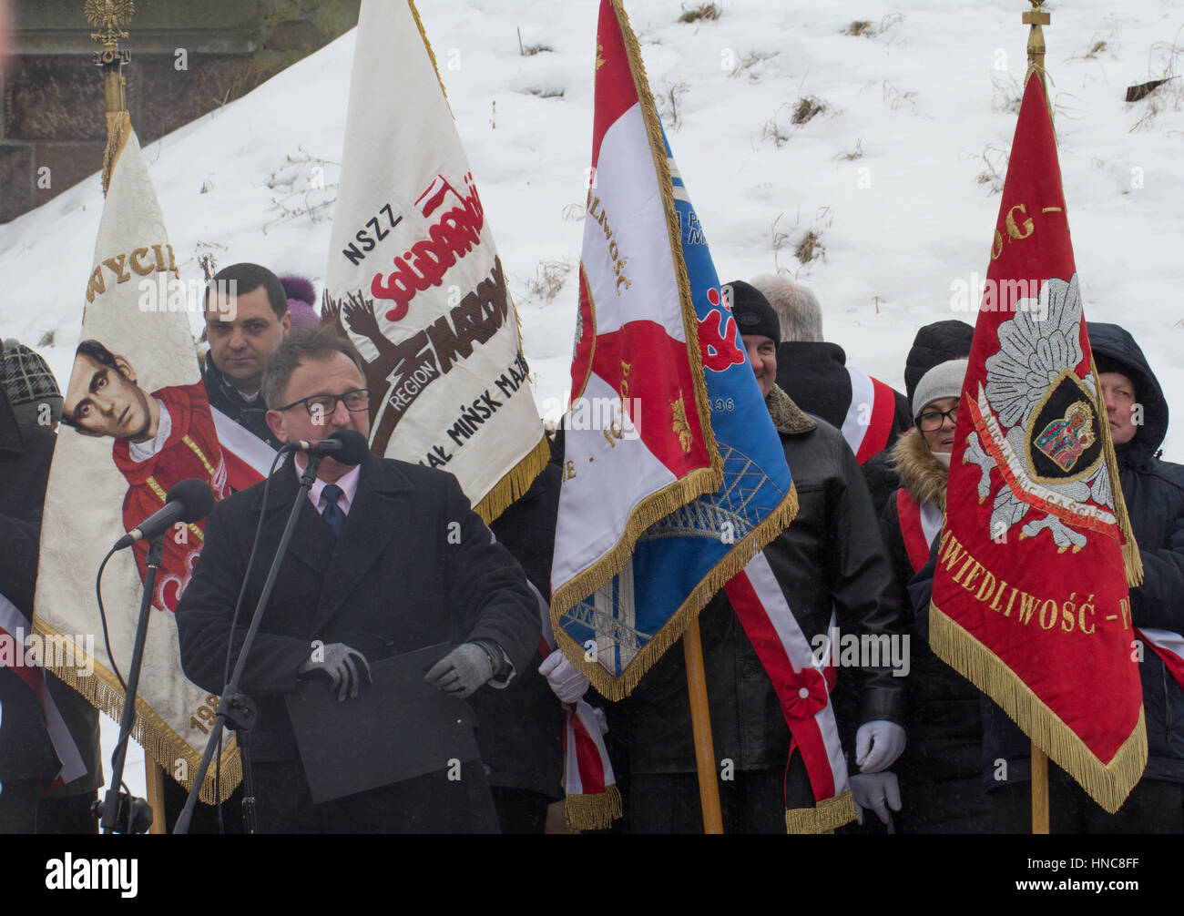 Siedlce, Polen. 11. Februar 2017. Der polnische Präsident Andrzej Duda gab Kreisverkehre in Siedlce Namen Zbigniew Romaszewski.Siedlce, Polen, 11. Februar 2017... Bildnachweis: Marcin Poziemski/Alamy Live-Nachrichten Stockfoto