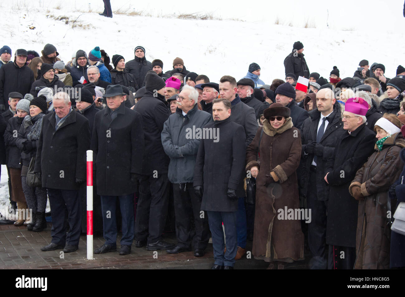 Siedlce, Polen. 11. Februar 2017. Der polnische Präsident Andrzej Duda gab Kreisverkehre in Siedlce Namen Zbigniew Romaszewski.Siedlce, Polen, 11. Februar 2017... Bildnachweis: Marcin Poziemski/Alamy Live-Nachrichten Stockfoto