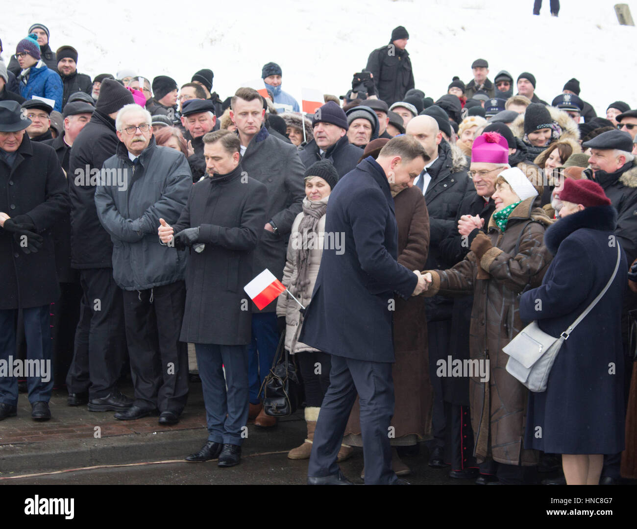 Siedlce, Polen. 11. Februar 2017. Der polnische Präsident Andrzej Duda gab Kreisverkehre in Siedlce Namen Zbigniew Romaszewski.Siedlce, Polen, 11. Februar 2017... Bildnachweis: Marcin Poziemski/Alamy Live-Nachrichten Stockfoto