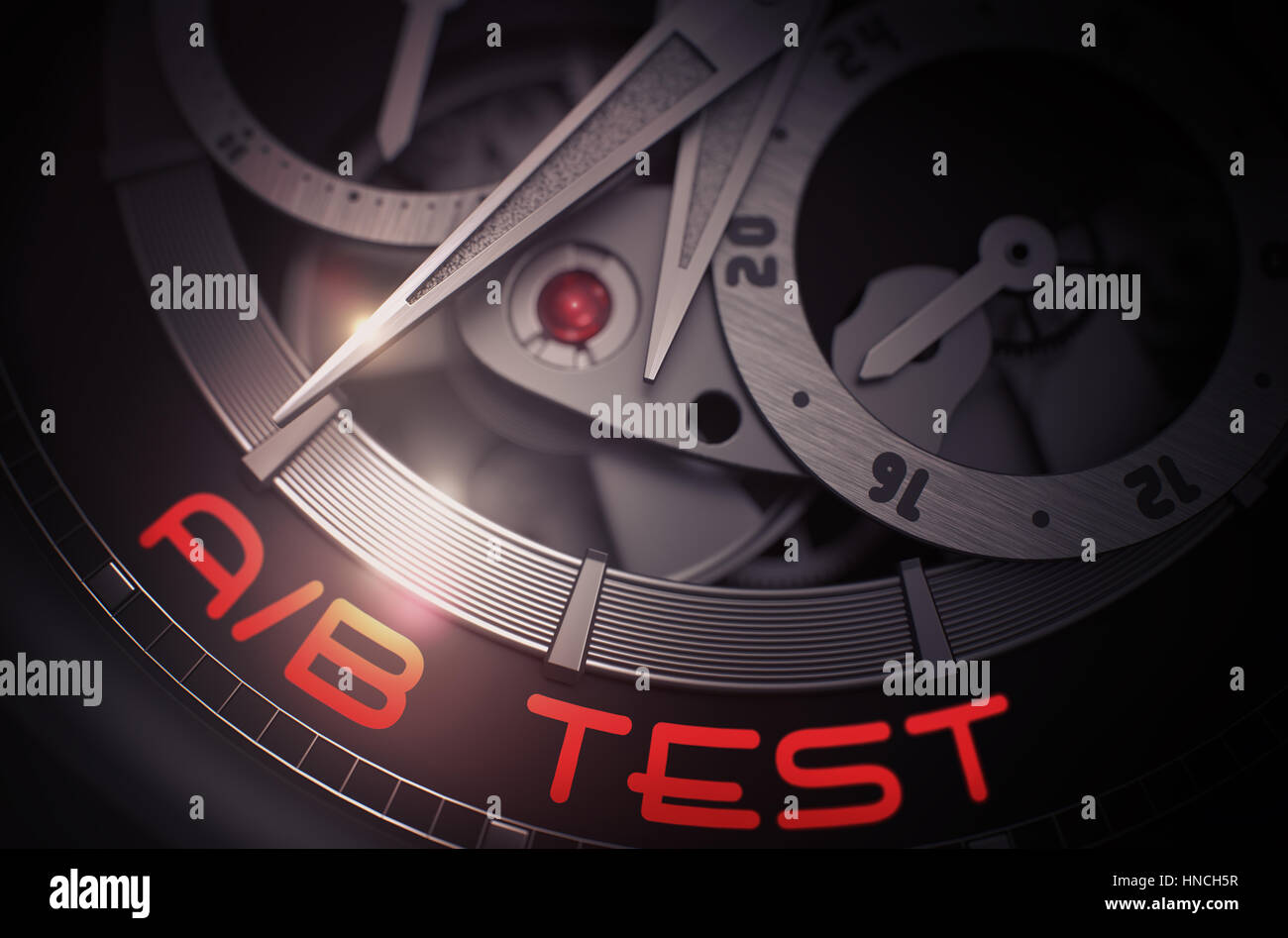 AB Test auf mechanische Tasche Uhrwerk. 3D. Stockfoto