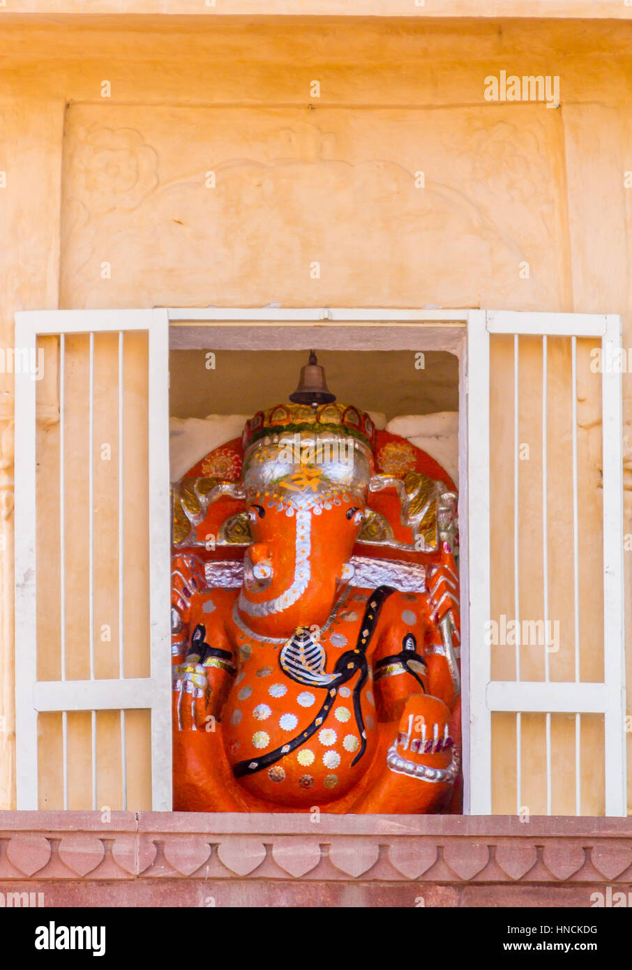 Ein Tempel Schrein Gehäuse eine Gottheit des Hindu-Gottes Ganesh in Jodhpur Stockfoto