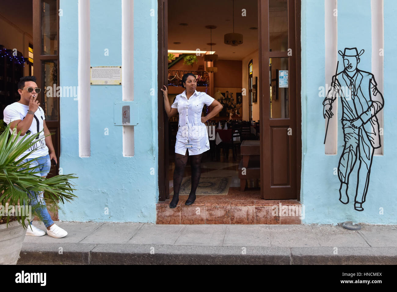 Straßenszene in Havanna Vieja Stockfoto