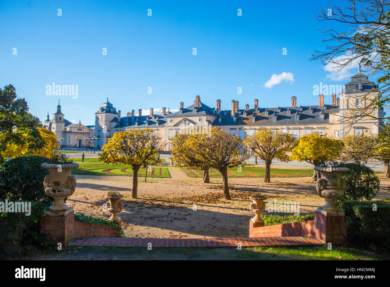 Königlicher Palast und Gärten. El Pardo, Provinz Madrid, Spanien. Stockfoto