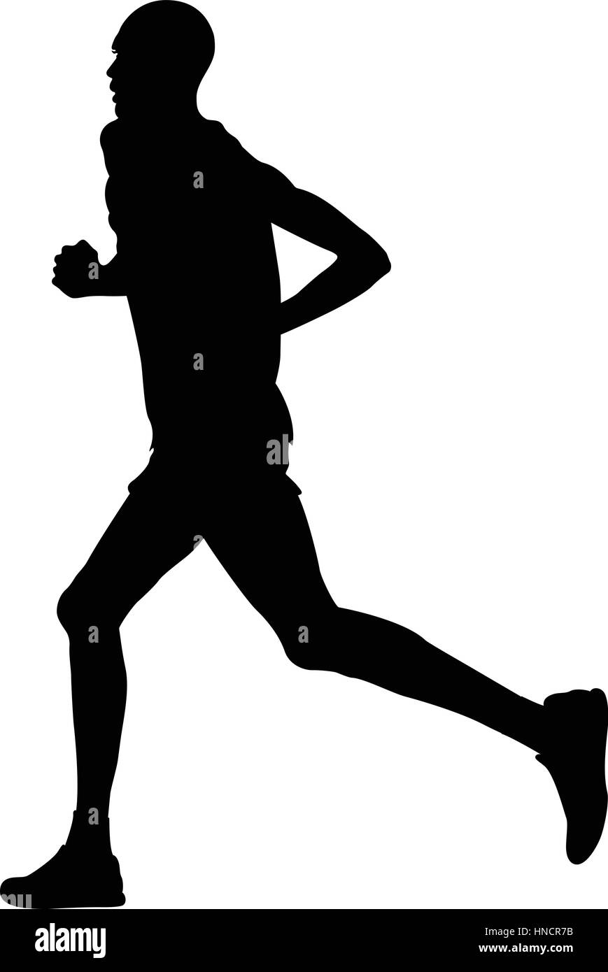 schwarze Silhouette kenianische Langstreckenläuferin Mann läuft marathon Stock Vektor