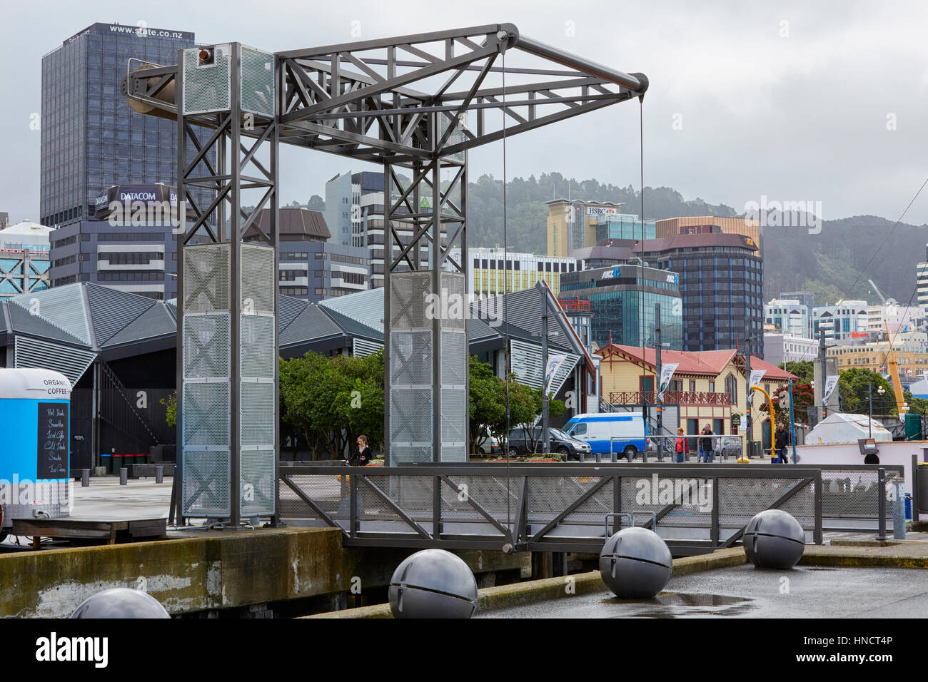 Drehbrücke, Waterfront, Wellington, Neuseeland Stockfoto
