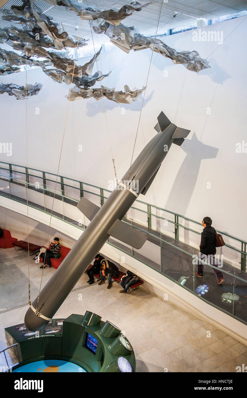 Ausstellung, innen, interio, Atombombenmuseum, Nagasaki, Japan. Stockfoto