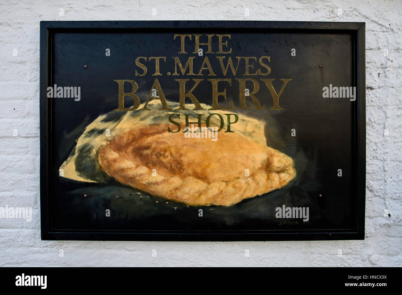 St. Mawes Bäckerei, in der Nähe von Falmouth, Cornwall. Berühmt für handgefertigte Pasteten und Brote. Stockfoto