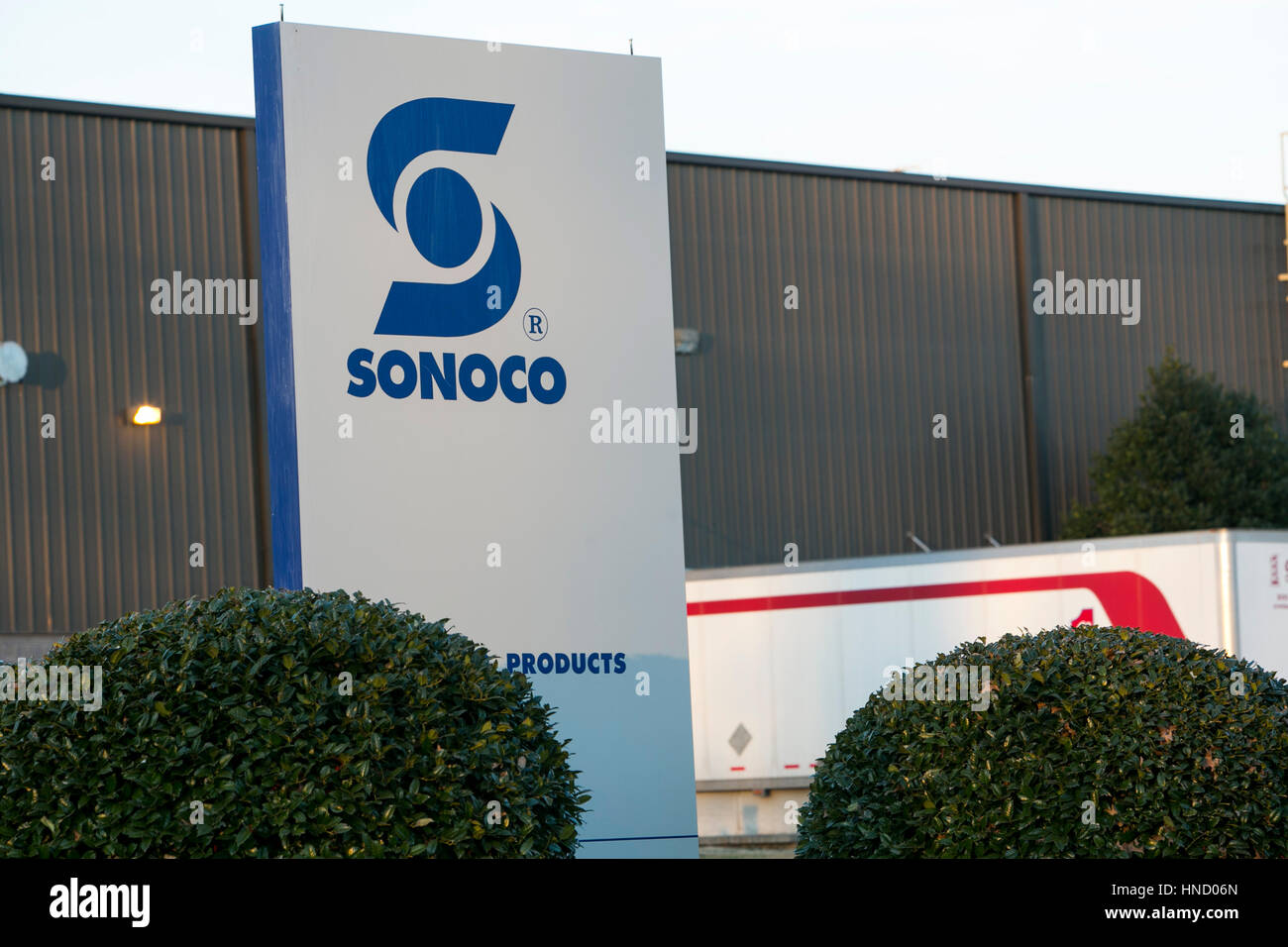 Ein Logo Zeichen außerhalb einer Einrichtung von Sonoco Products Company in Jackson, Tennessee am 5. Februar 2017 besetzt. Stockfoto