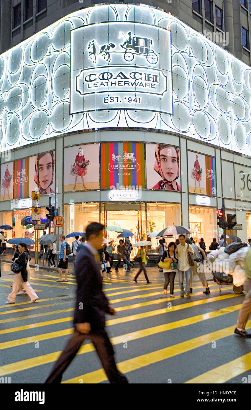 Street Scene, Queens Road Central d'Aguilar St, Hongkong, China Stockfoto