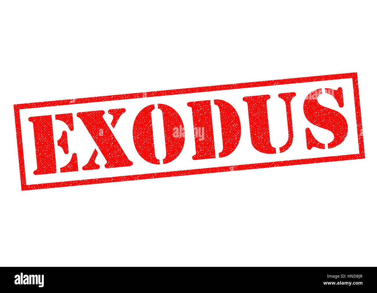 EXODUS roten Stempel auf einem weißen Hintergrund. Stockfoto