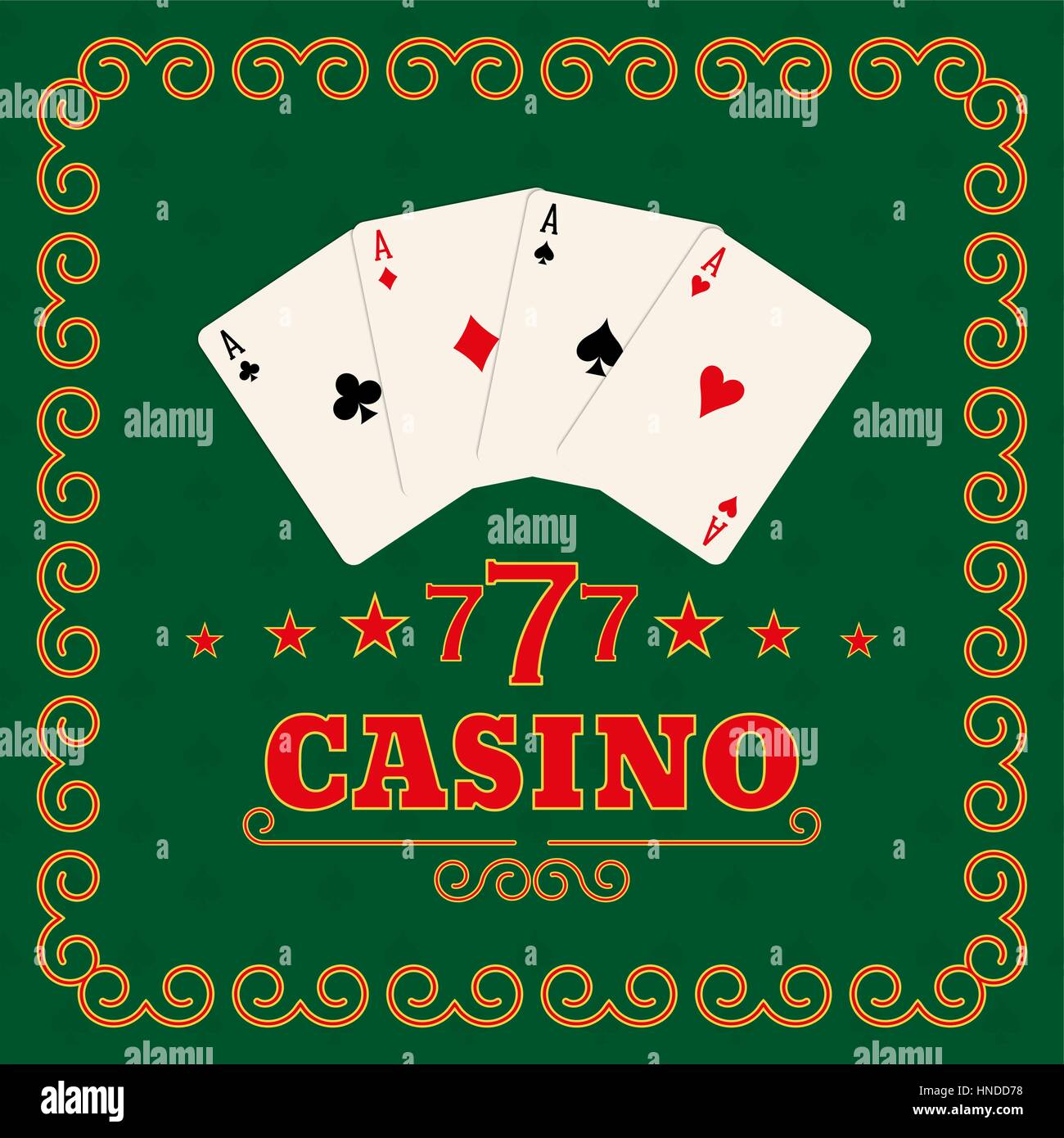 Casino auf einem grünen Hintergrund in einem Rahmen gesetzt. Vektor-Illustration für Ihr Design. Plakatwerbung, Schild Stock Vektor