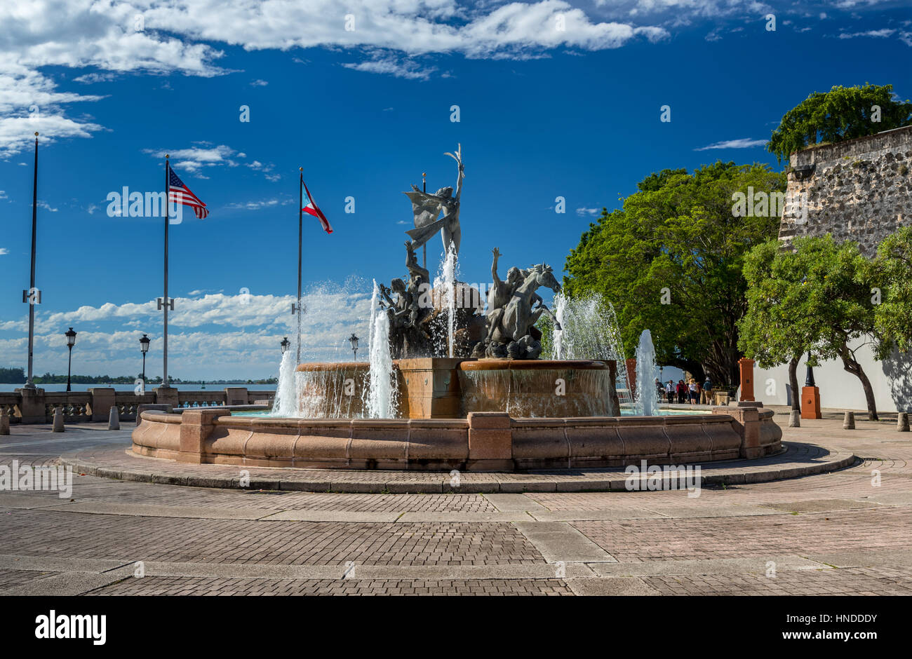 Die Fuente reices (Wurzeln) Brunnen, San Juan, Puerto Rico Stockfoto