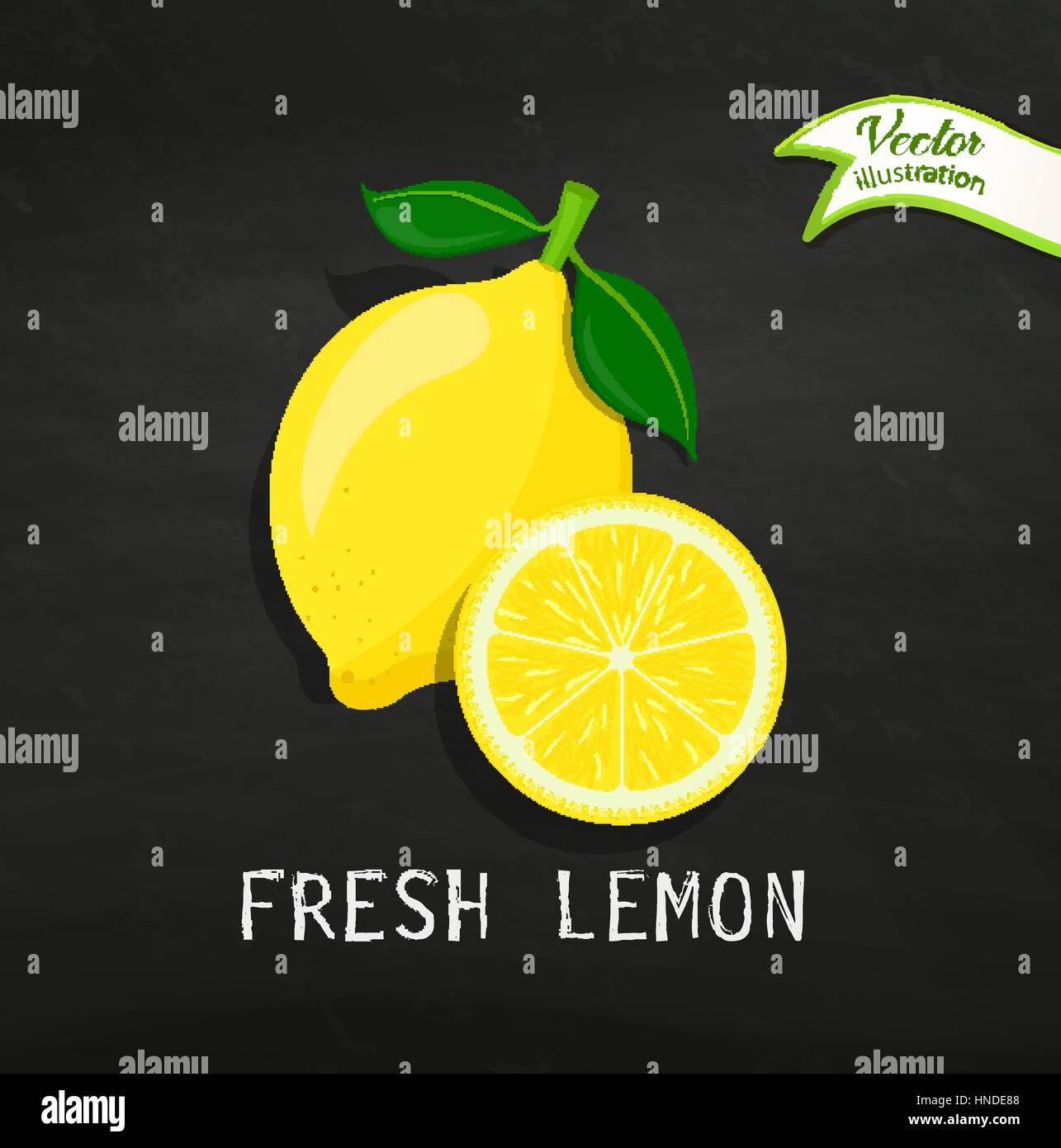 Frische Früchte auf dem Blackboard-Hintergrund, Vektor-Illustrationen. Stock Vektor