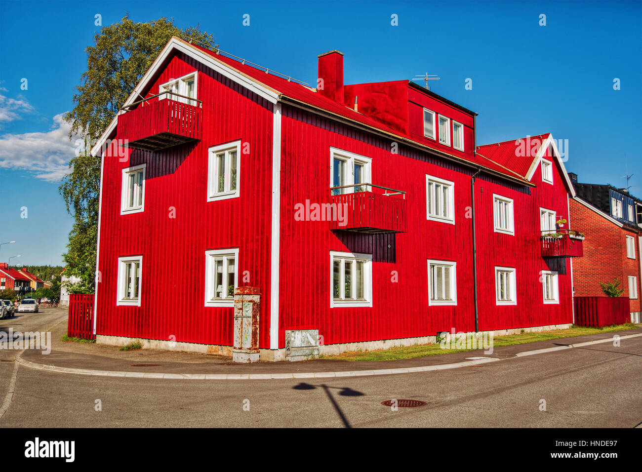 Typische Gebäude in Umea (Schweden), HDR-Technik Stockfoto