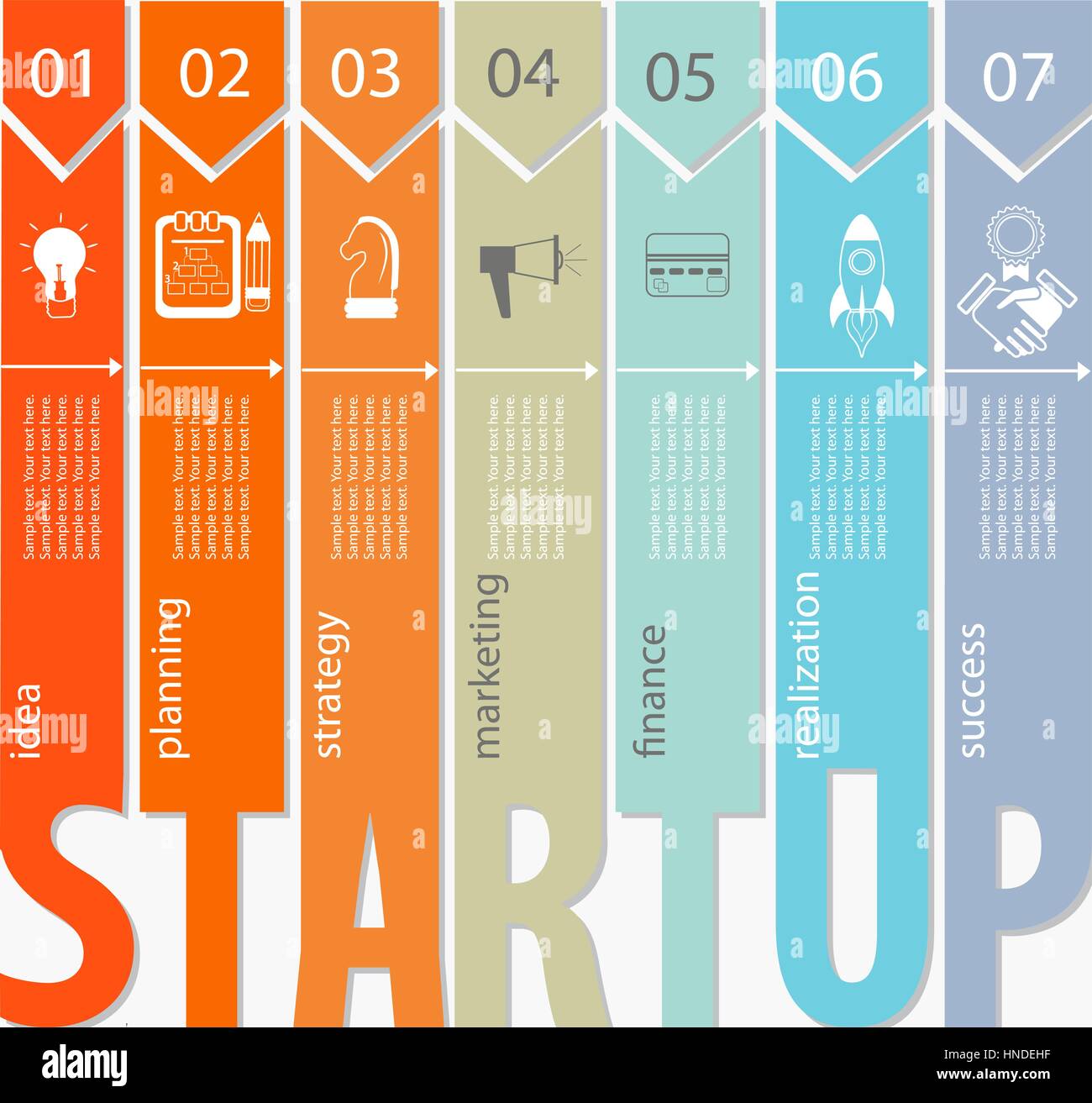 Start Konzept - Infografik in flachen Stil. Vektor-Illustration. Stock Vektor