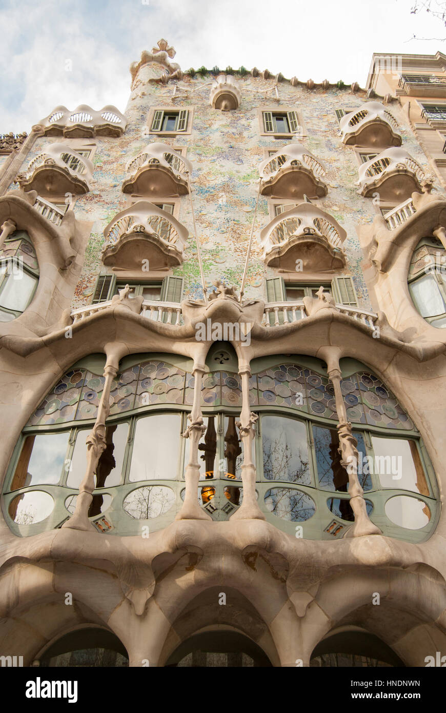 Casa Batlló fantastischen Appartementhaus, heute ein Museum, vom Architekten Antoni Gaudi. Passeig de Gràcia, 43, 08007 Barcelona, Spanien Stockfoto