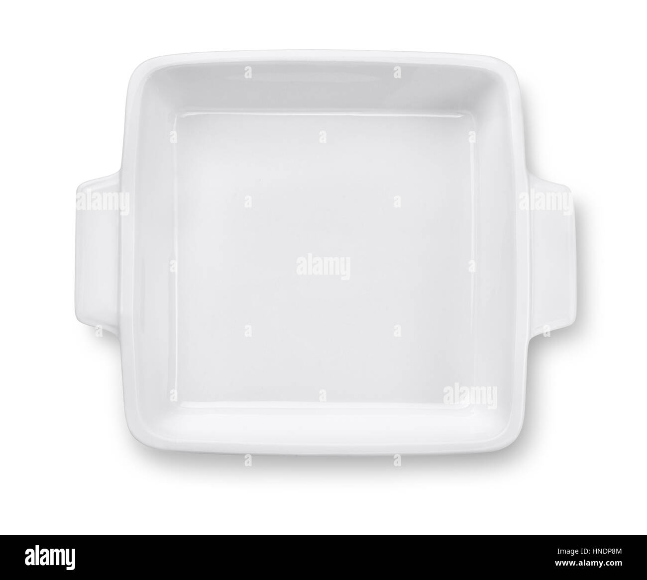 Draufsicht der leeren Keramik Backblech isoliert auf weiss Stockfoto