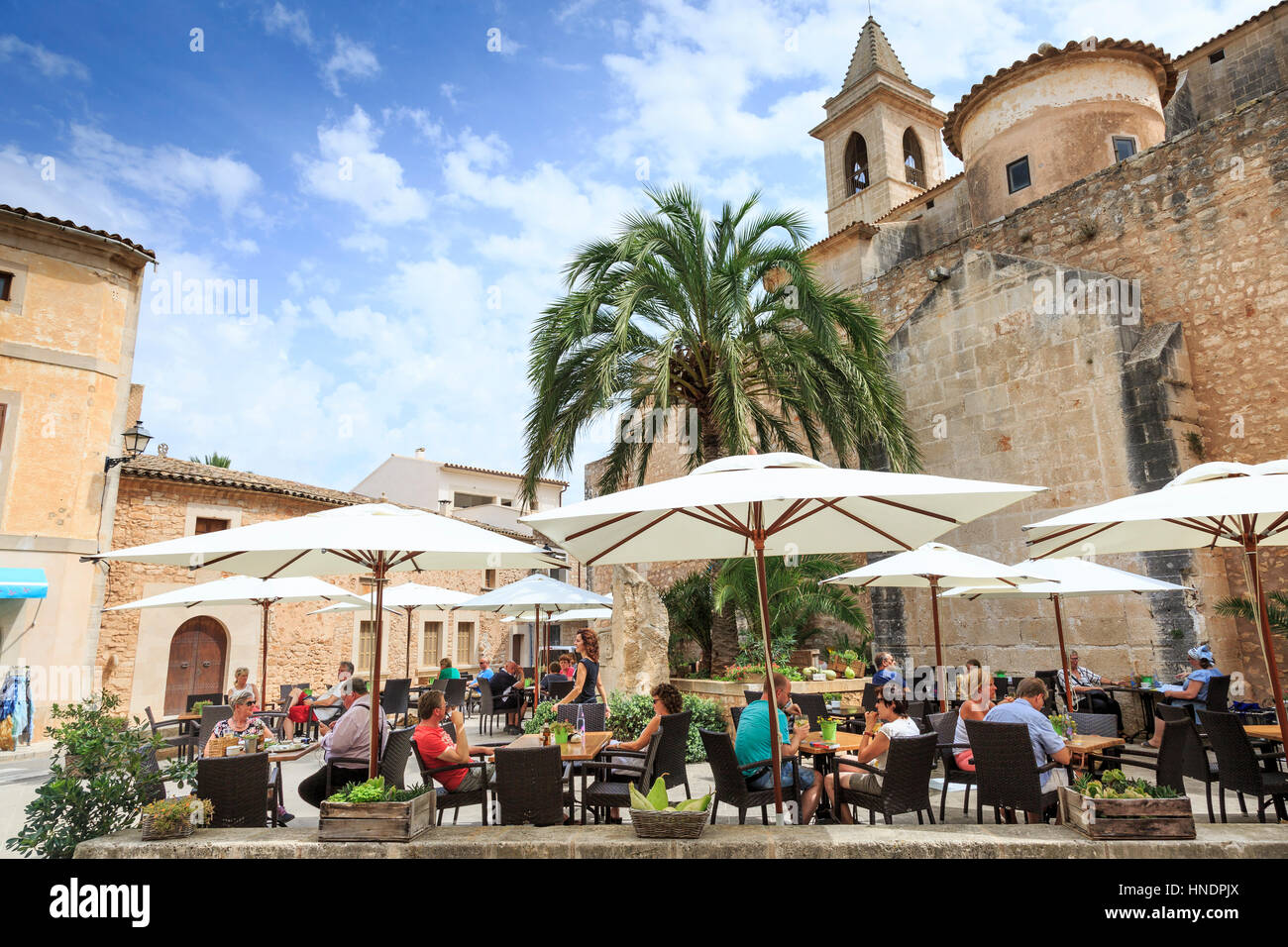 Sommer im Freien essen, Santanyí, Mallorca Stockfoto