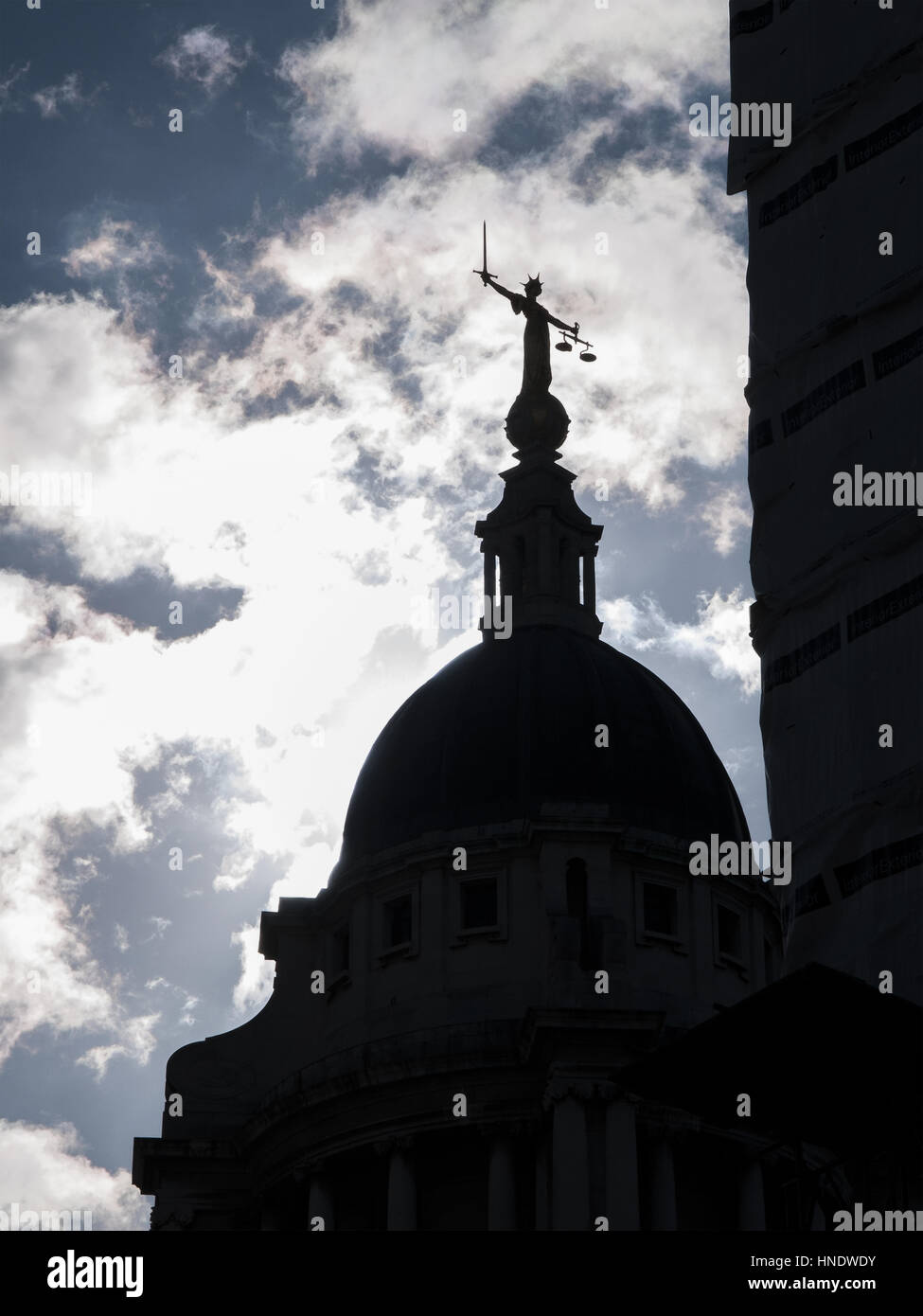 Old Bailey - Gerechtigkeit-Statue Stockfoto