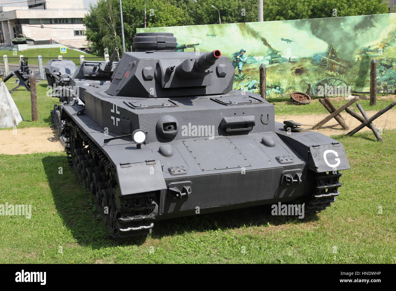 Militärmuseum in Moskau, Poklonnaja Hügel. Deutsche und sowjetische Panzer WW2 Periode Stockfoto