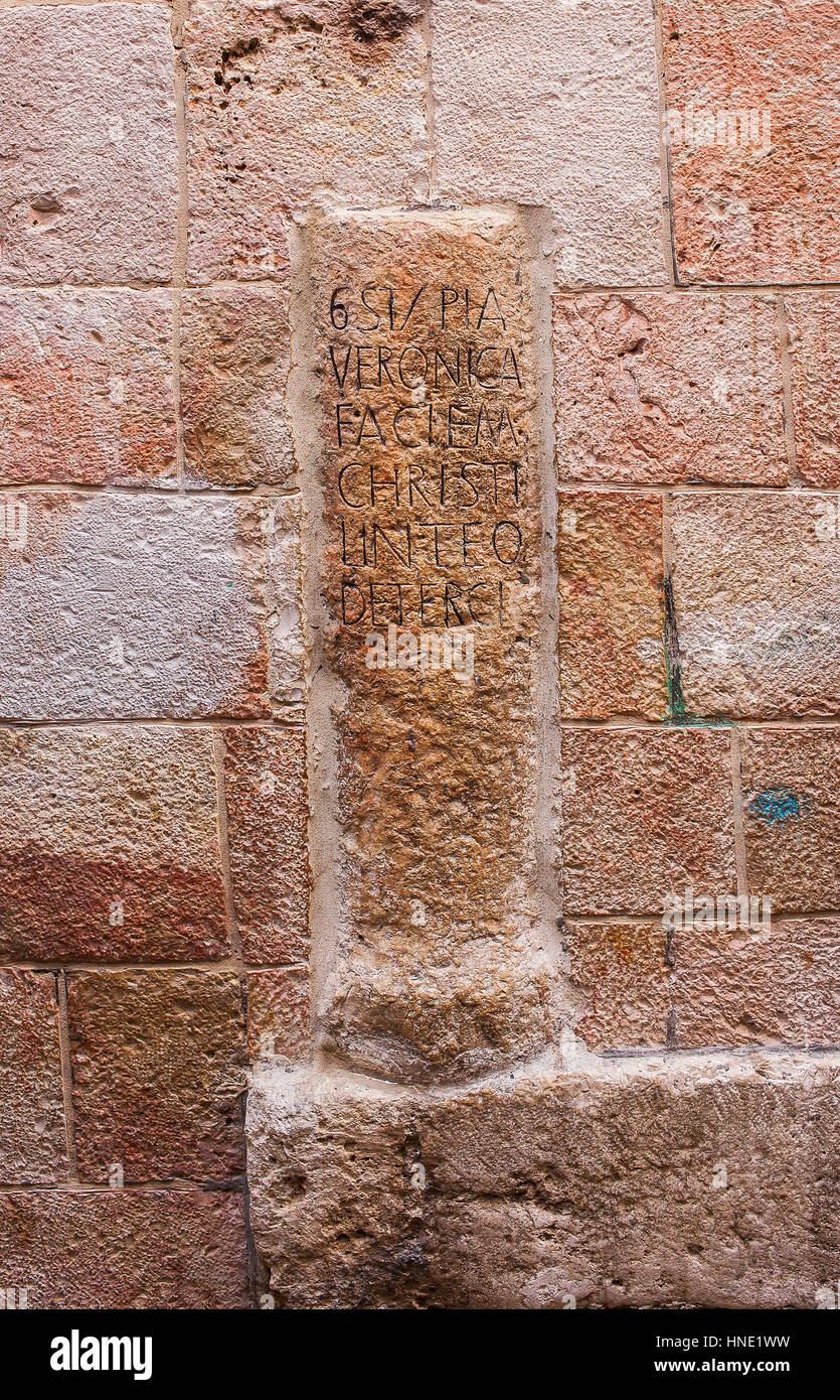 Station VI, Station, sechsten, der Kreuzweg, die Via Dolorosa, alte Stadt, Jerusalem, Israel. Stockfoto