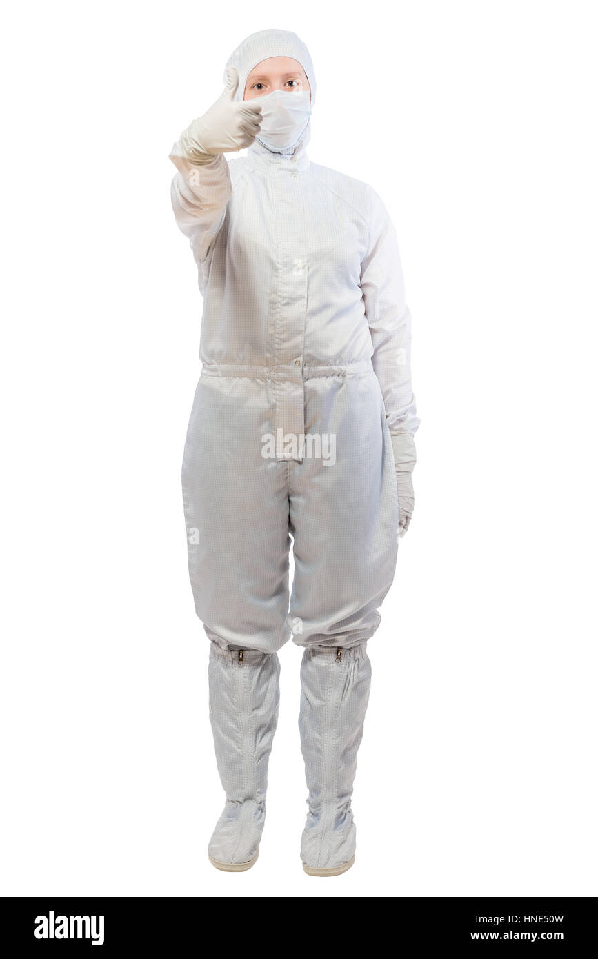 erfolgreiche Chemiker in einem Anzug posiert auf einem weißen Hintergrund isoliert Stockfoto