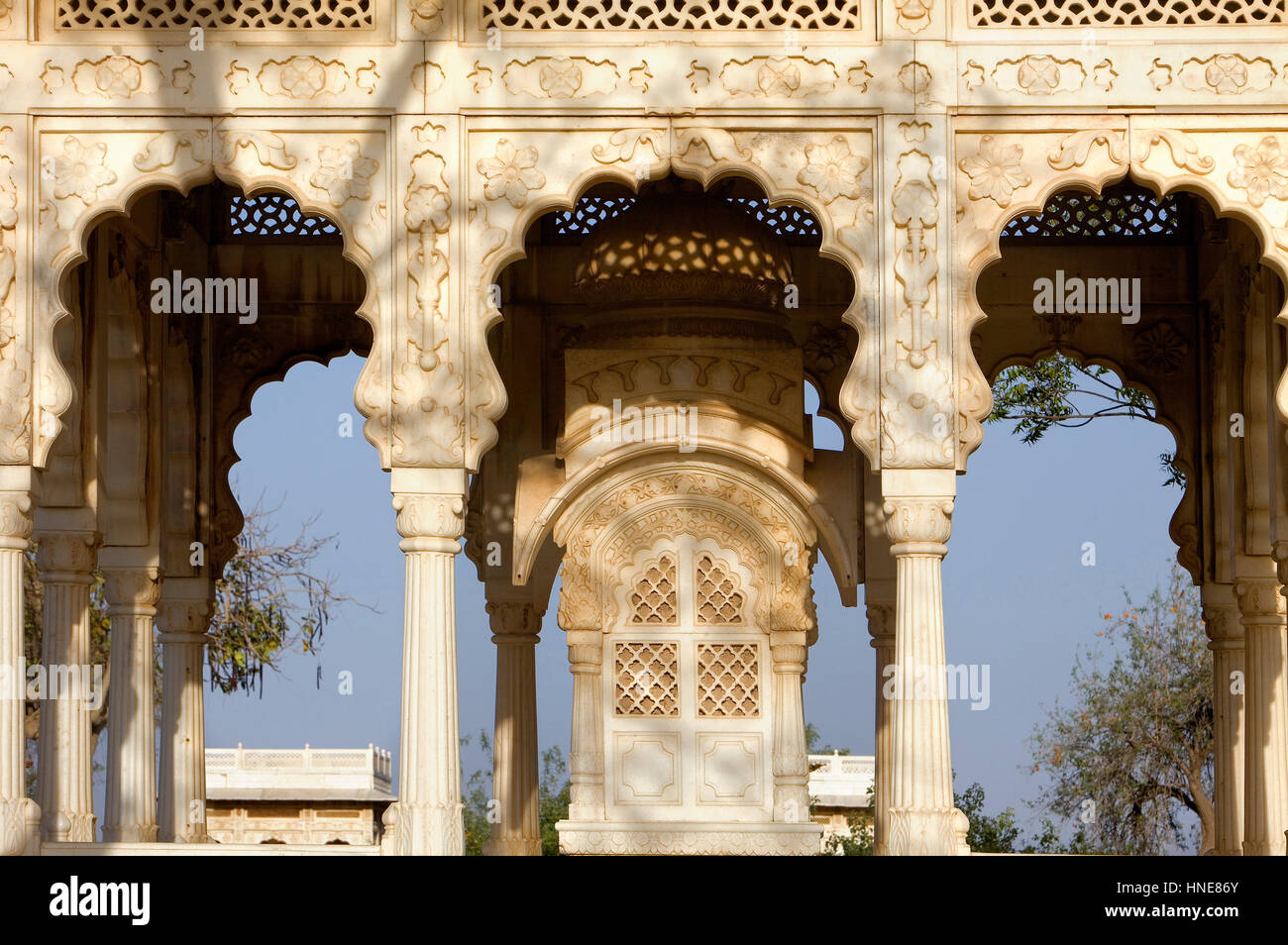 Detail des Jaswant Thada, 1899, Denkmal der Maharaja Jaswant Singh II, Jodhpur, Rajasthan, Indien Stockfoto