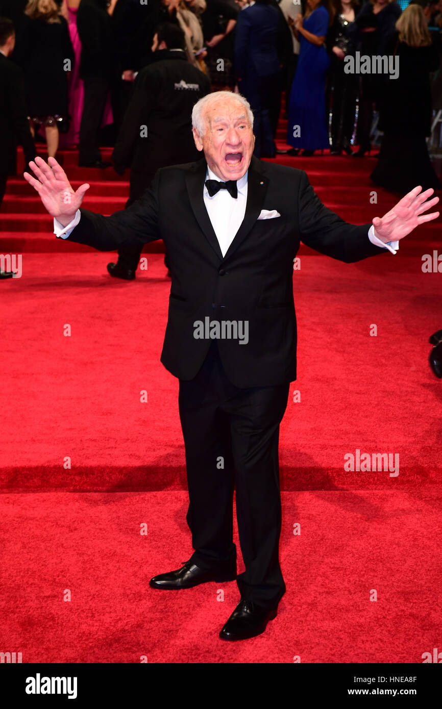 Mel Brooks Teilnahme an EE British Academy Film Awards statt in der Royal Albert Hall, Kensington Gore, Kensington, London. Stockfoto