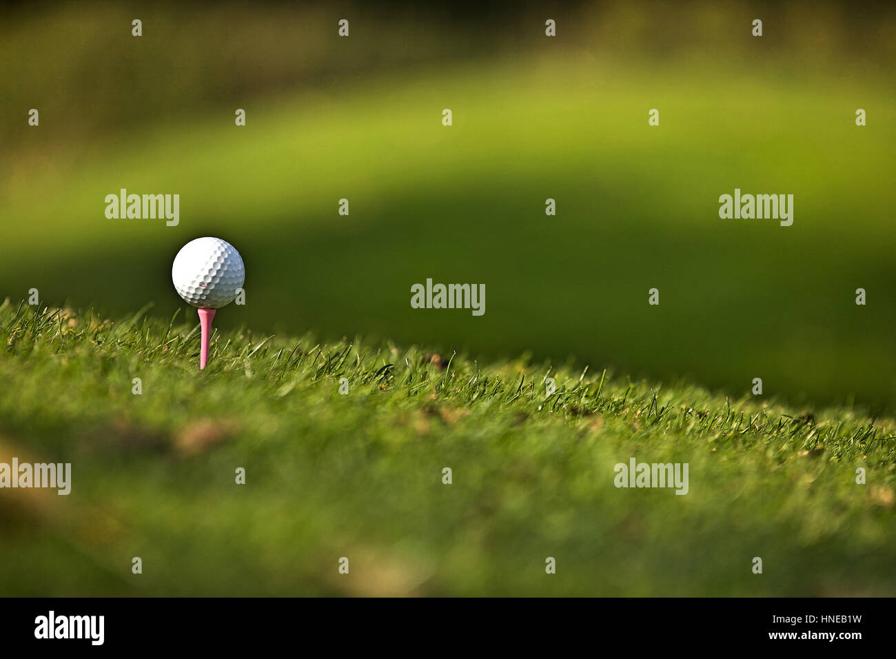 Golfball auf tee Stockfoto