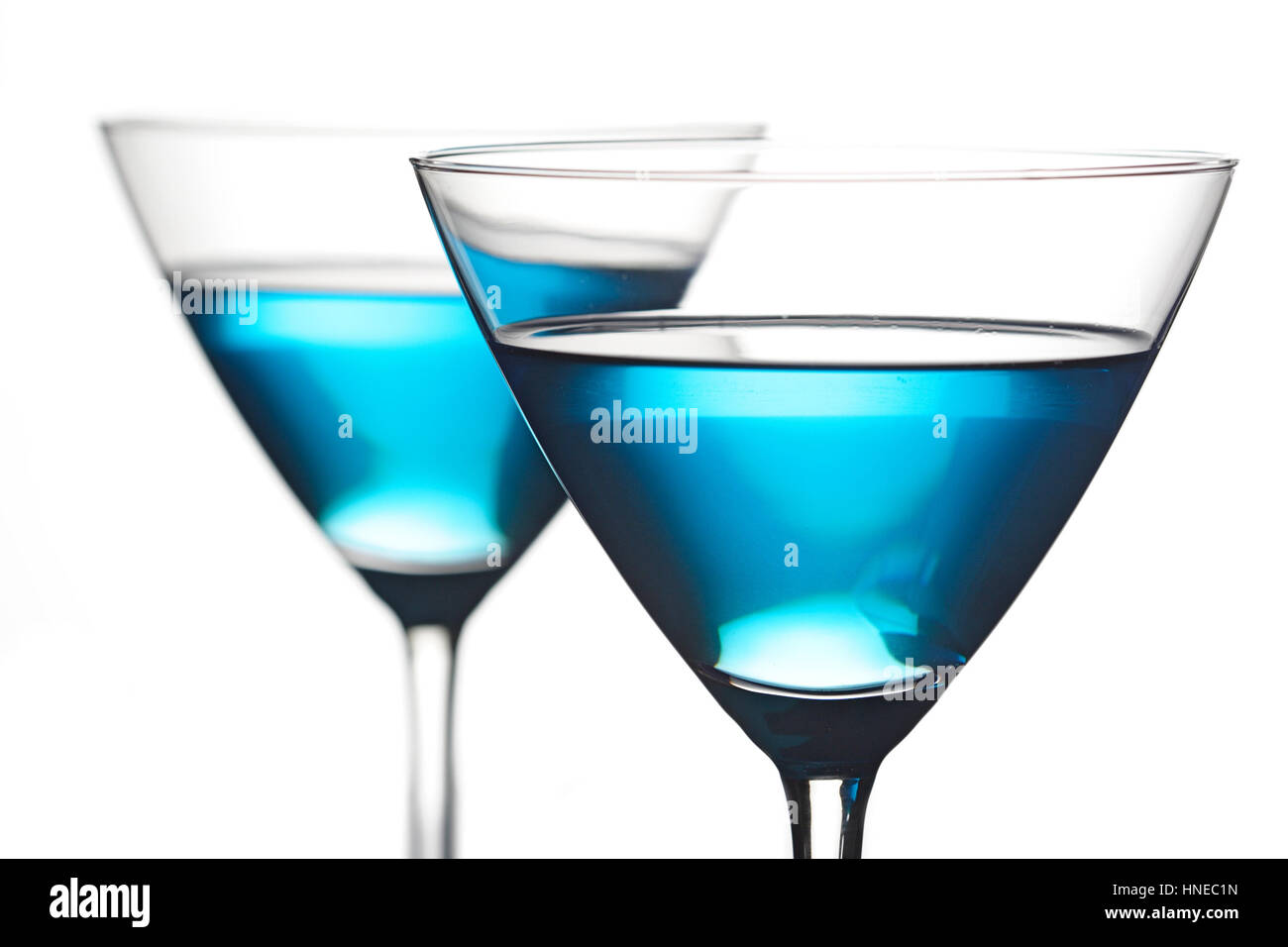 Nahaufnahme von Getränken in Martini-Gläser Stockfoto