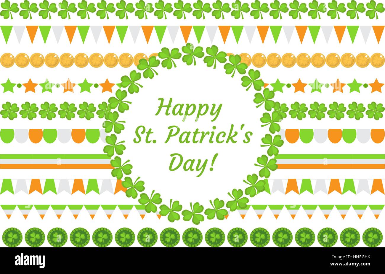 St Patricks Day Grenze Garland Mit Kleeblatt Kleeblatt Fahnen Wimpel Isoliert Auf Weissem Hintergrund Vektor Illustration Clipart Grafiken Stock Vektorgrafik Alamy
