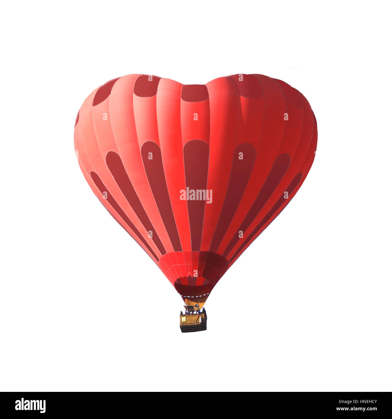Roten Luftballon in der Form eines Herzens auf einem weißen Hintergrund isoliert Stockfoto