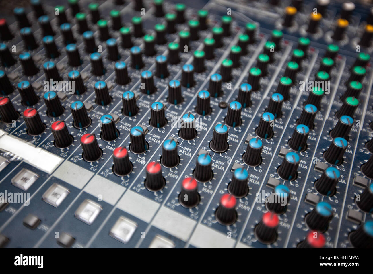 Close-up of sound Recording-Equipment im studio Stockfoto